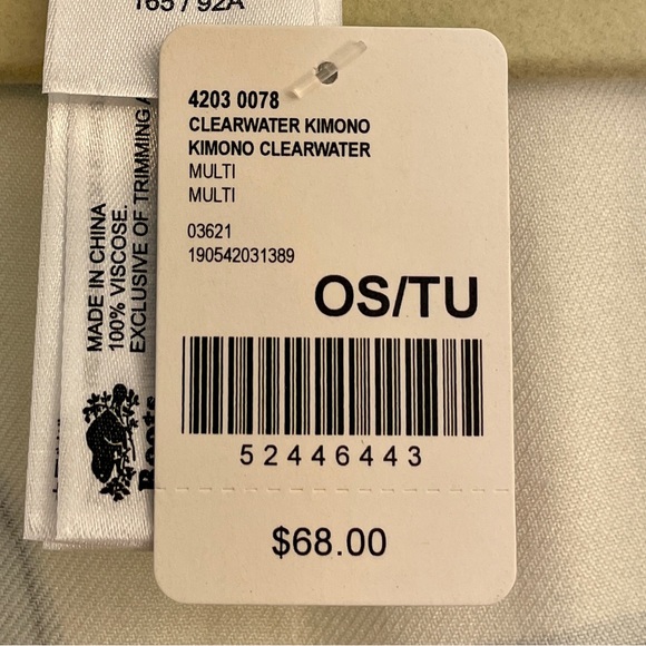 Roots Clearwater Kimono, Leaf print, Plus size, NWT - Picture 6 of 6